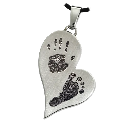B&B Teardrop Heart Handprint   Footprint Pendant