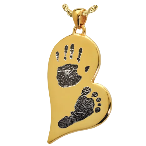 B&B Teardrop Heart Handprint   Footprint Pendant