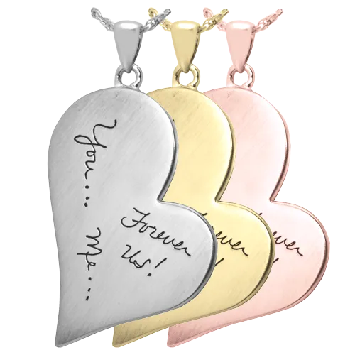 B&B Teardrop Heart with Handwriting Front Pendant