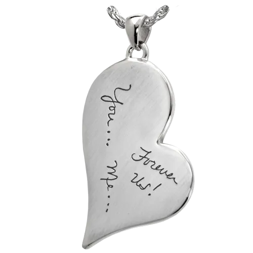 B&B Teardrop Heart with Handwriting Front Pendant