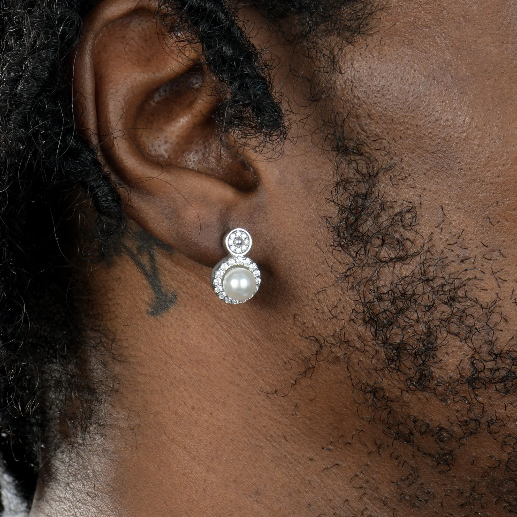 Barbed Wire Pearl Hoop Earring
