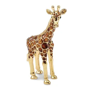 Bejeweled Brown,Gold Tone Color GRACIE Gentle Giraffe Trinket Box