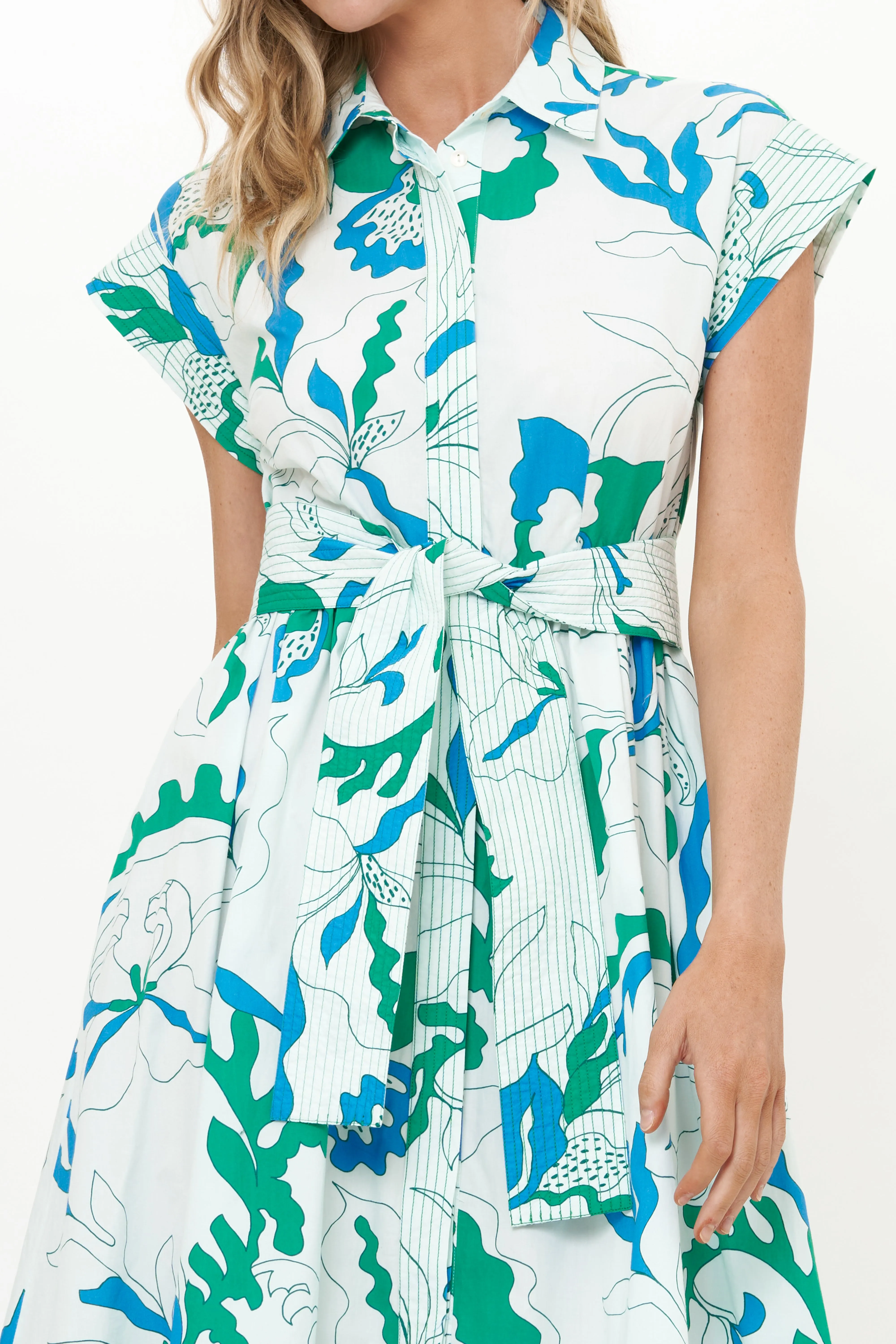 Belted Shirt Dress- Orchid Green