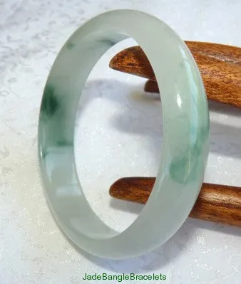 Big Green Veins, Icy White  Burmese Jadeite Bangle 59.5mm (JBB2020)