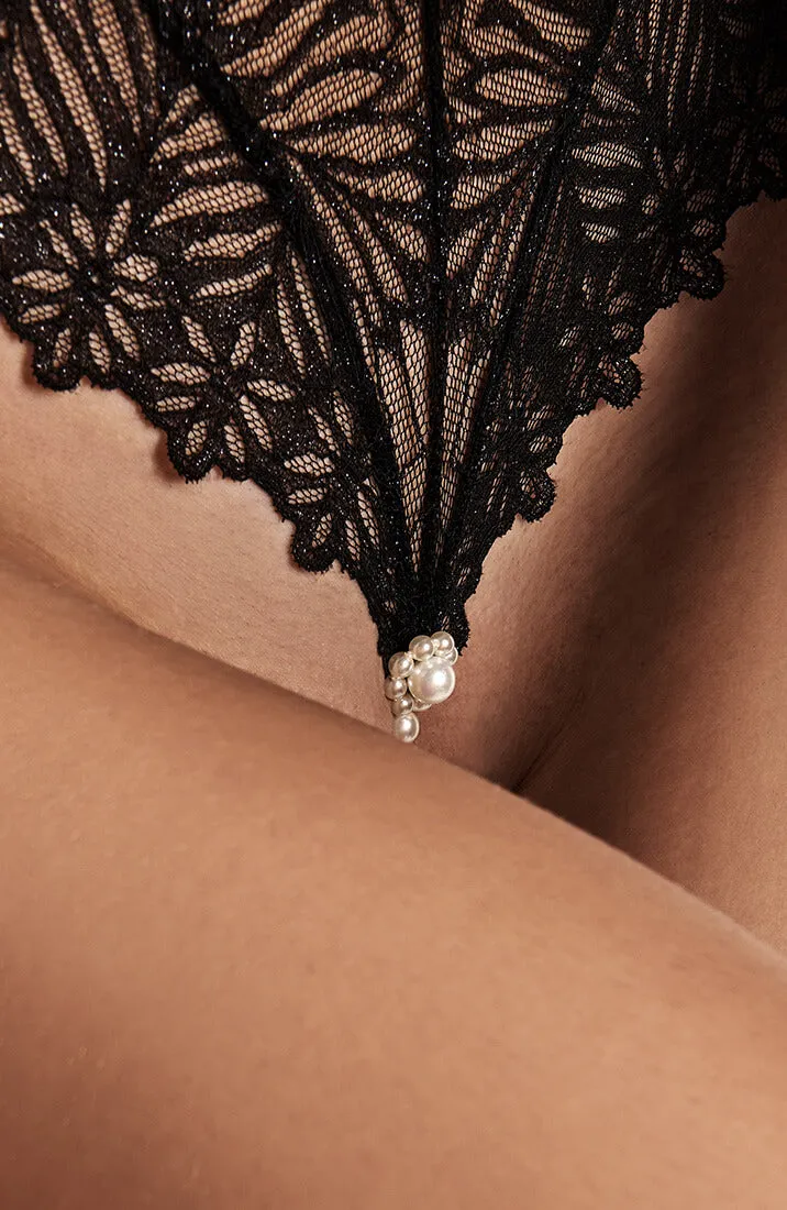 Black bodysuit with pearl string - Destino Body