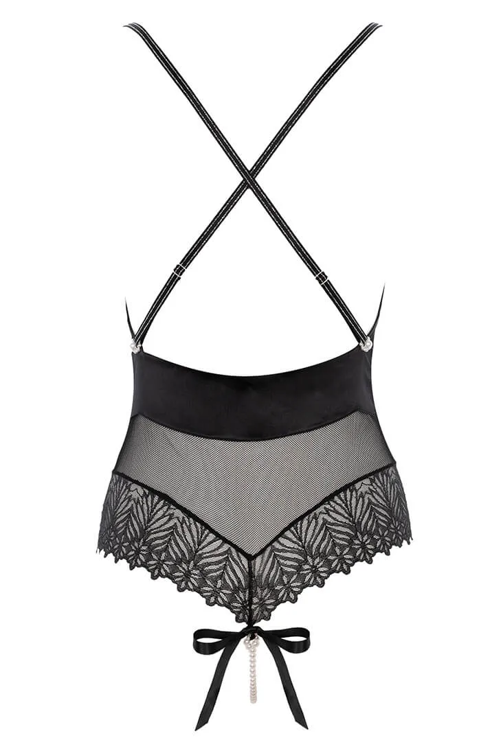Black bodysuit with pearl string - Destino Body