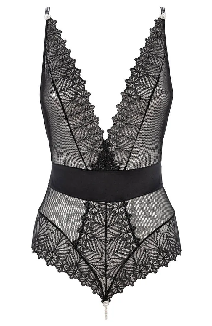 Black bodysuit with pearl string - Destino Body