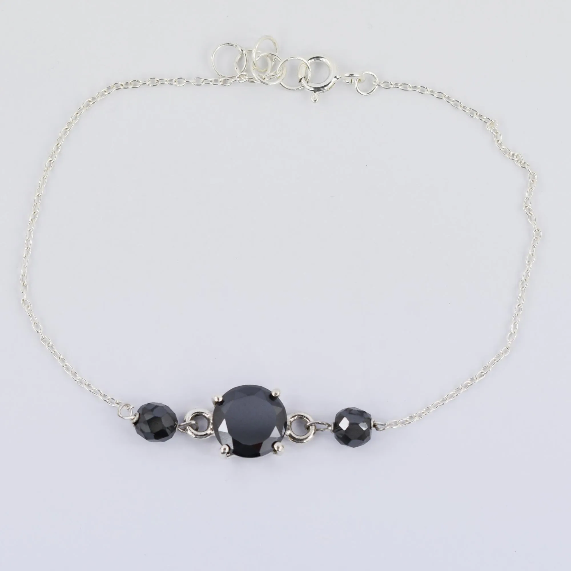Black Diamond Chain Bracelet With 2 Ct Brilliant Solitaire Connector. AAA Certified! New Style & Great Shine
