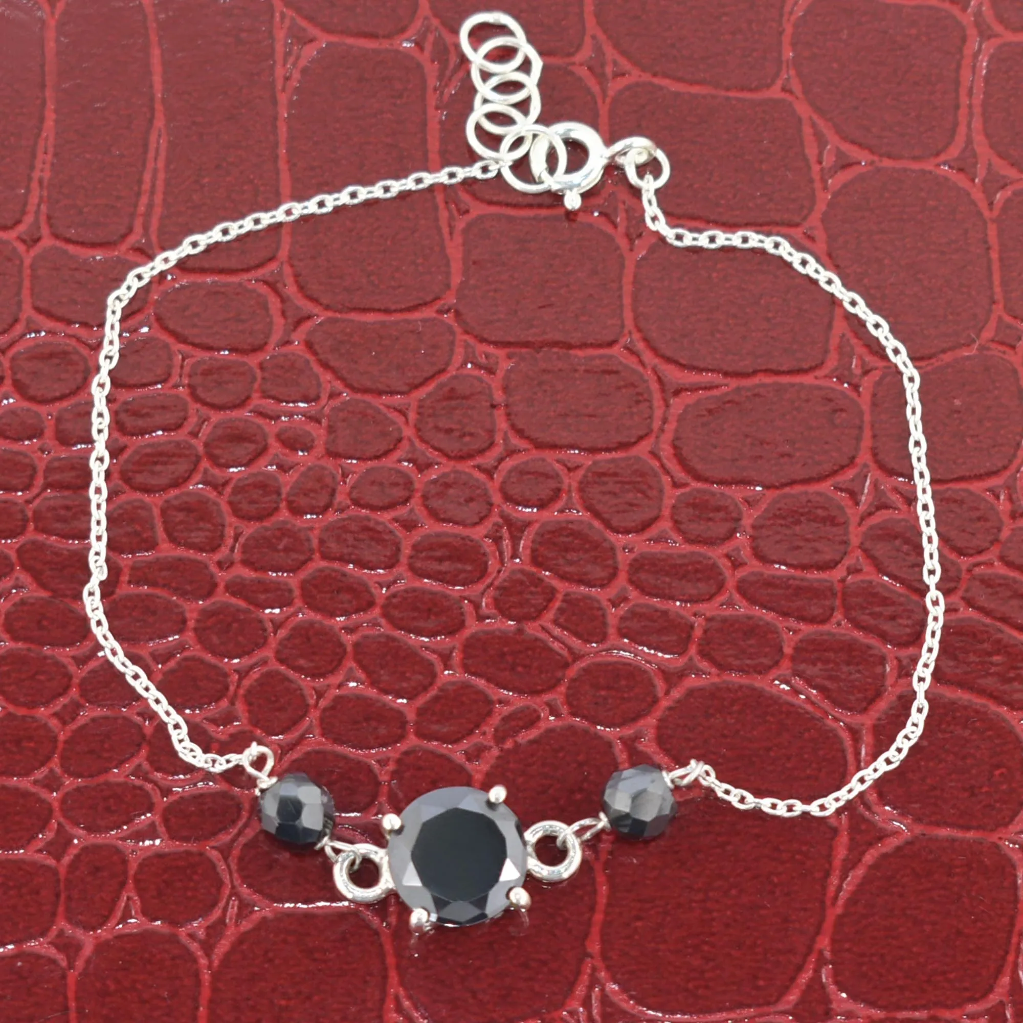 Black Diamond Chain Bracelet With 2 Ct Brilliant Solitaire Connector. AAA Certified! New Style & Great Shine