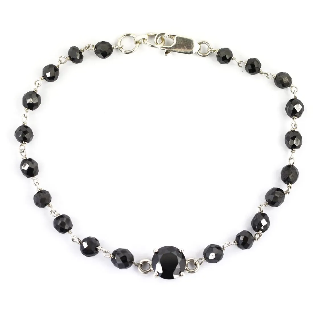 Black Diamond Chain Bracelet With 2 Ct Round Solitaire Connector. AAA Certified! Great Shine & New Style