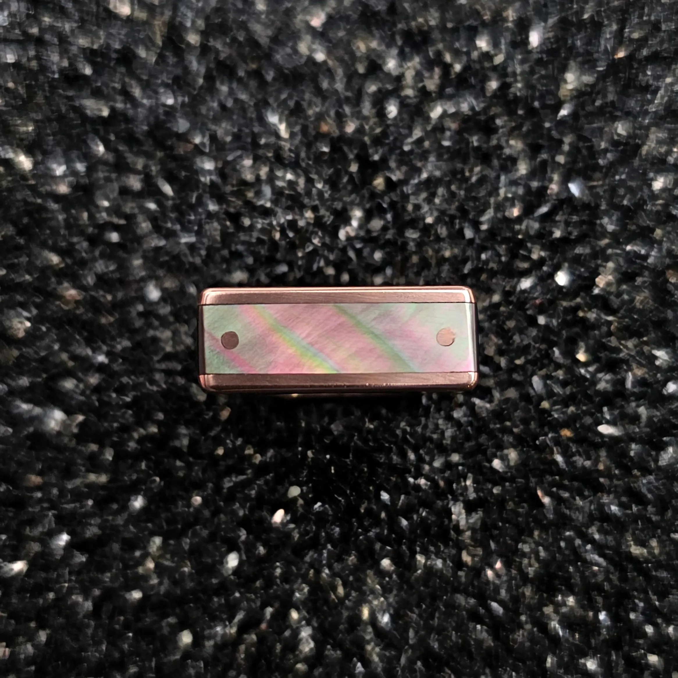 Black Mother Of Pearl & Copper Ring - Size 6