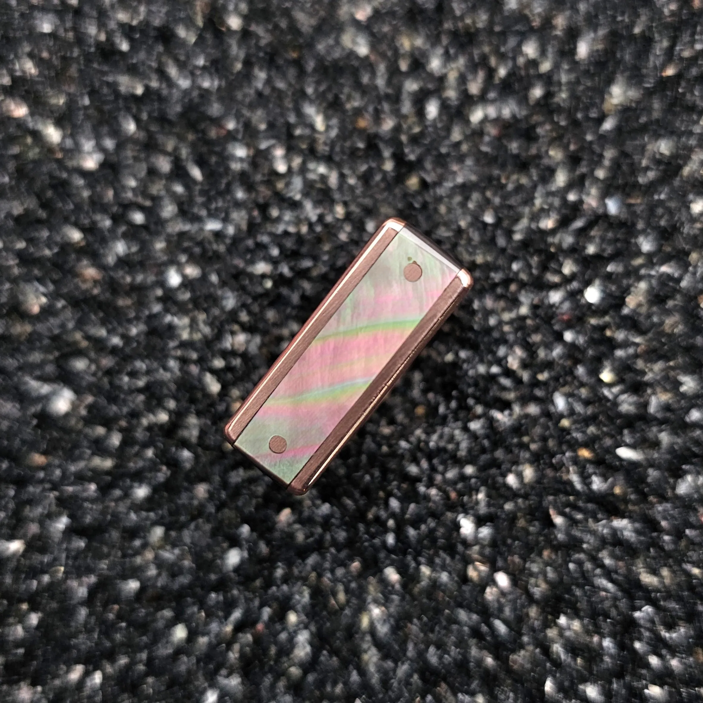 Black Mother Of Pearl & Copper Ring - Size 6
