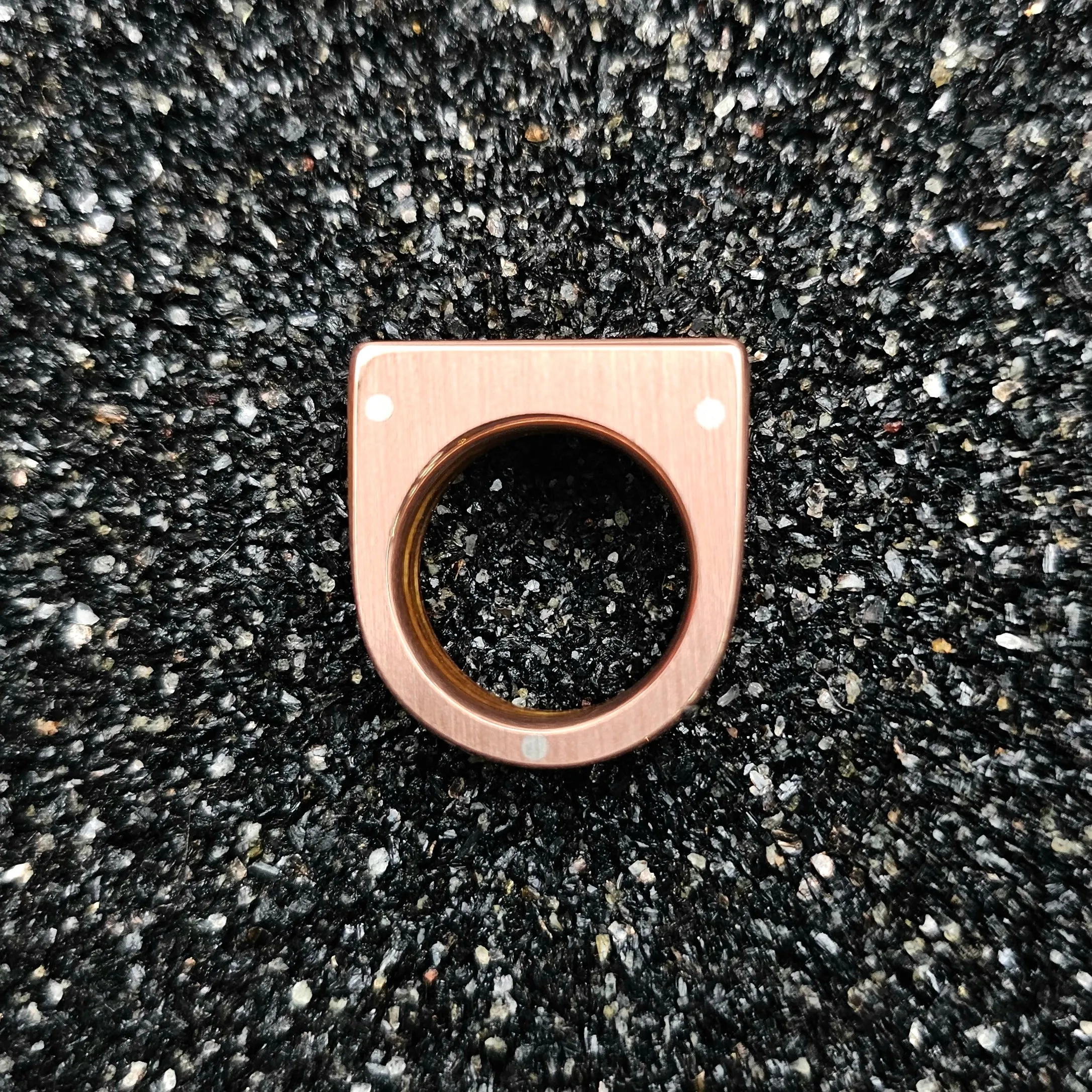 Black Mother Of Pearl & Copper Ring - Size 6