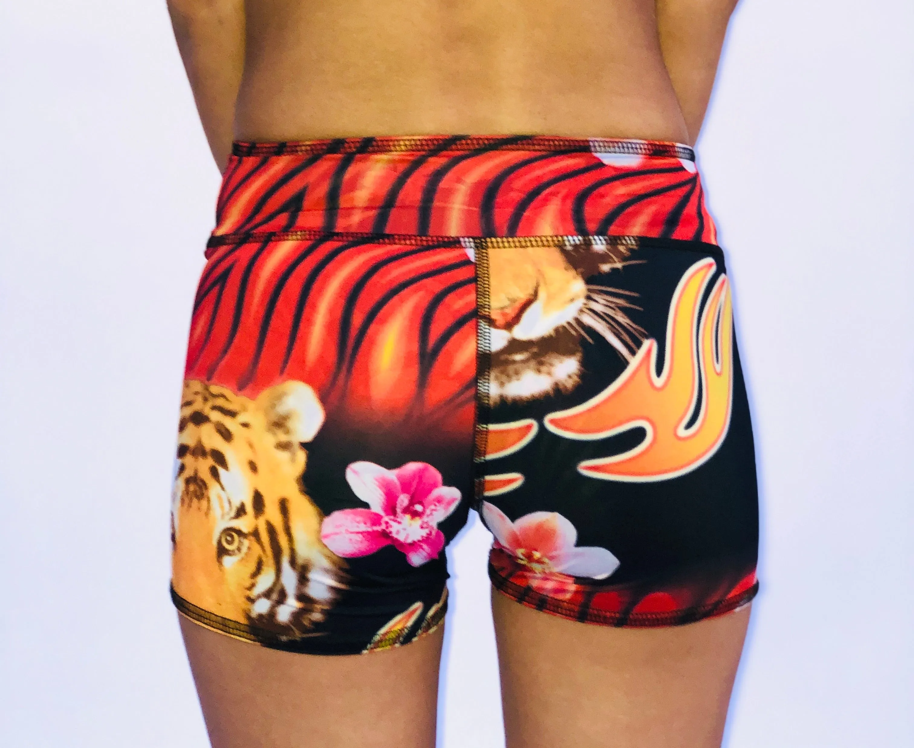 BOY SHORTS LOW RISE RED TIGER/HAWAIIAN FLORAL