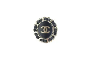 Brushed Gold/Leather Brooch