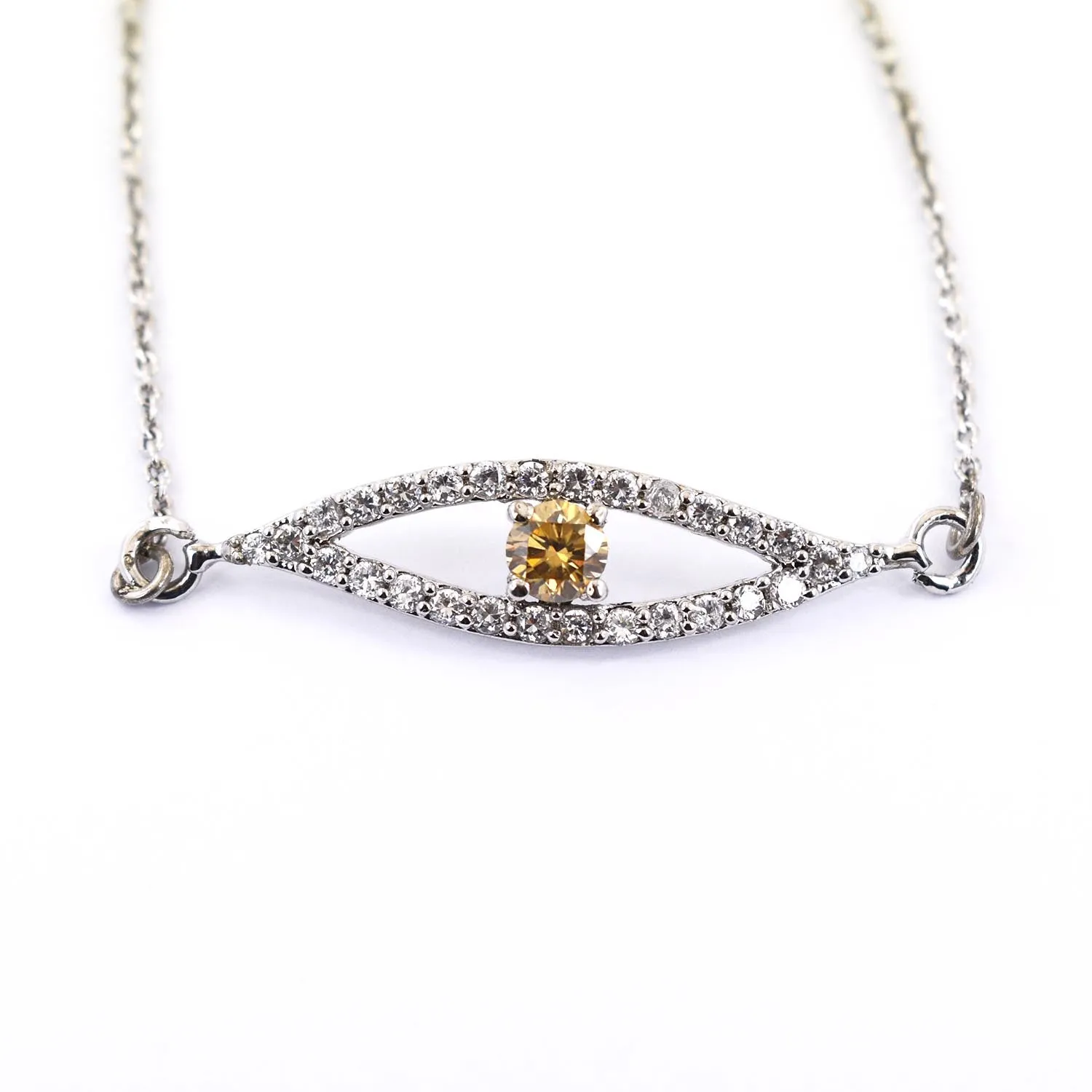 Certified 1 Ct Designer Champagne Diamond Evil Eye Bracelet With White Accents! Great Shine & Elegant Look