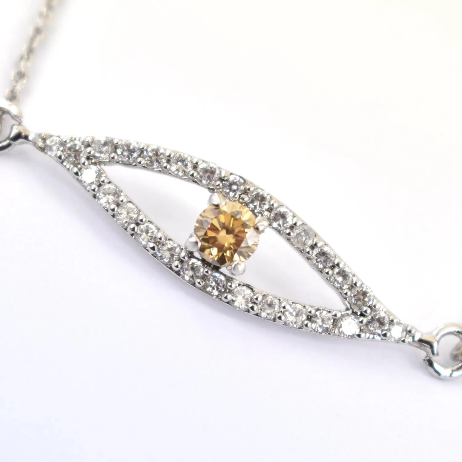 Certified 1 Ct Designer Champagne Diamond Evil Eye Bracelet With White Accents! Great Shine & Elegant Look