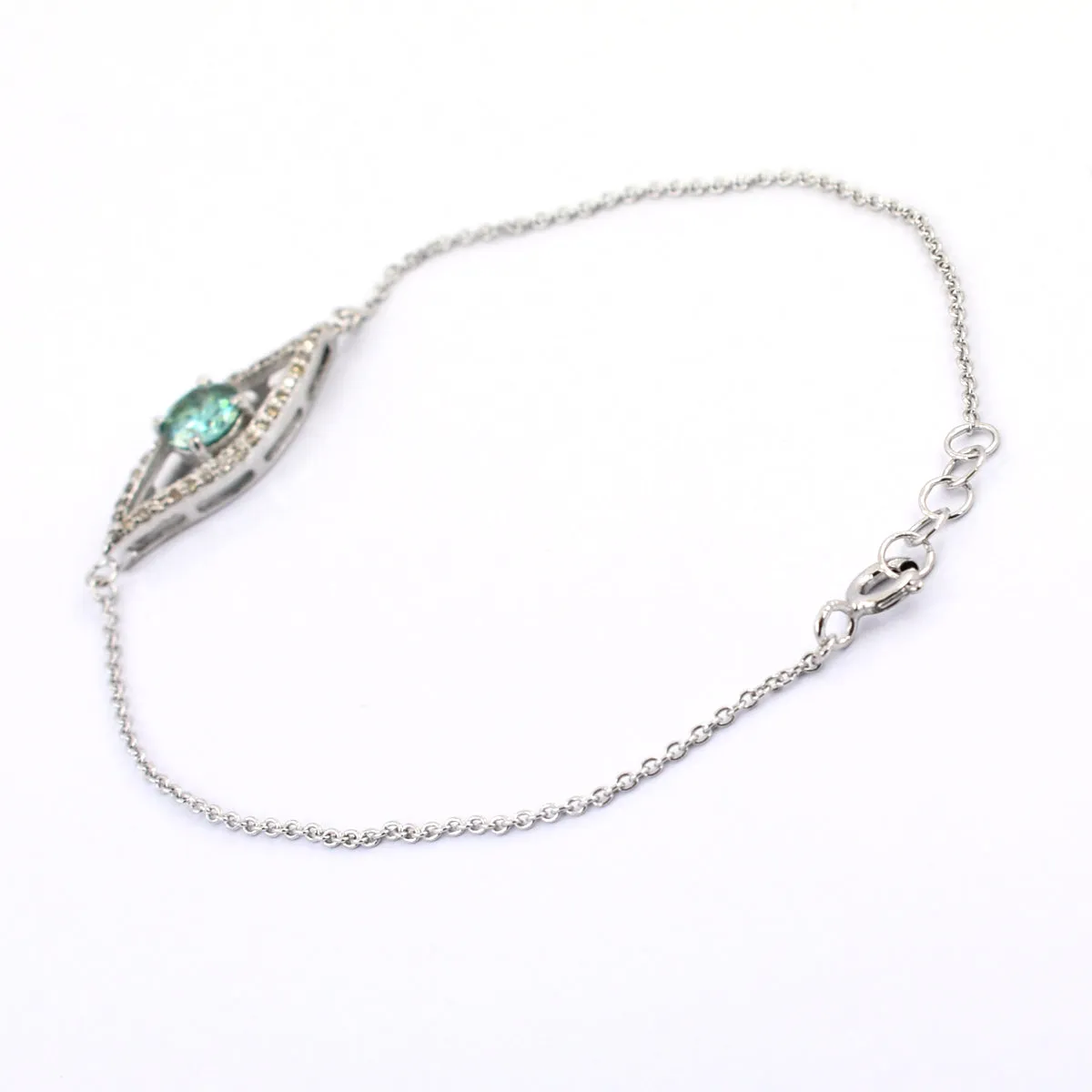 Certified 1.65 Ct Blue Diamond Evil Eye Bracelet With Rose-Cut Diamond Accents, Unique Style & Amazing Collection