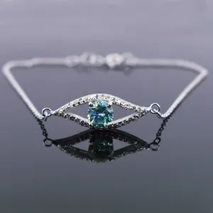 Certified 1.65 Ct Blue Diamond Evil Eye Bracelet With Rose-Cut Diamond Accents, Unique Style & Amazing Collection
