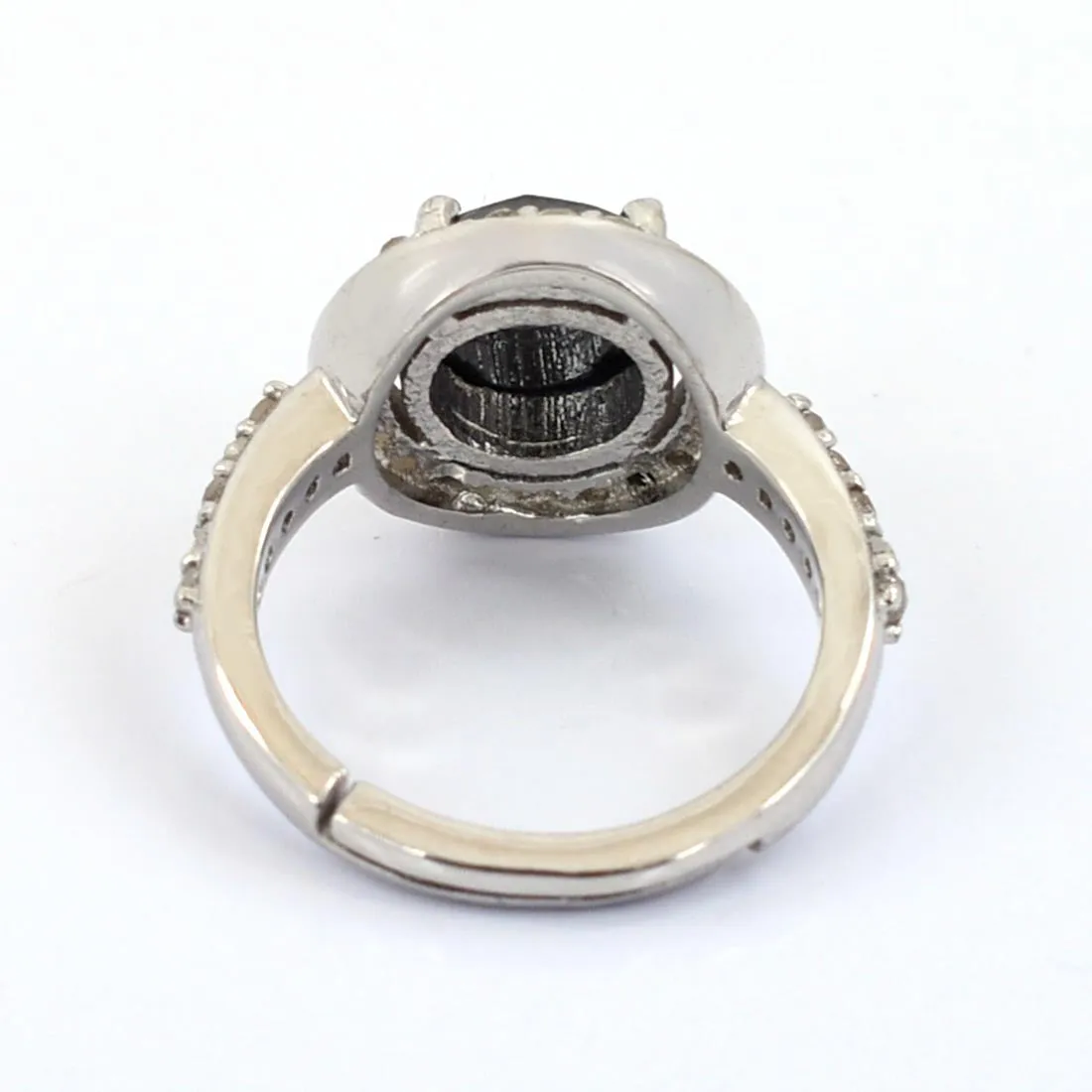 Certified 2.55 Ct Rose Cut Black Diamond Solitaire Cocktail Ring with Diamond Accents, Amazing Shine & Great Look