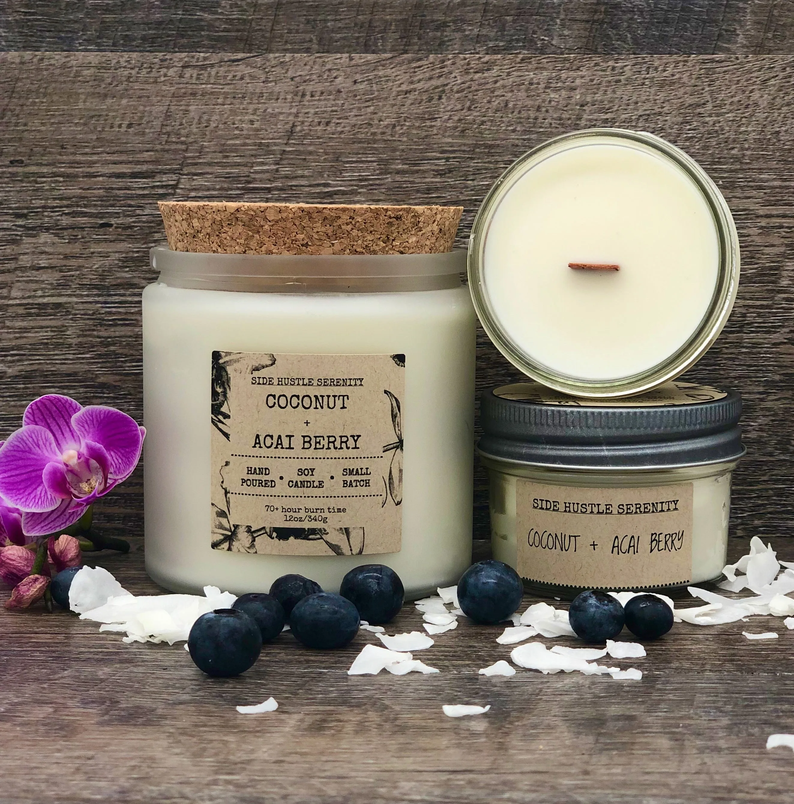 Coconut   Acai Berry Scented Soy Candle | 3.5oz