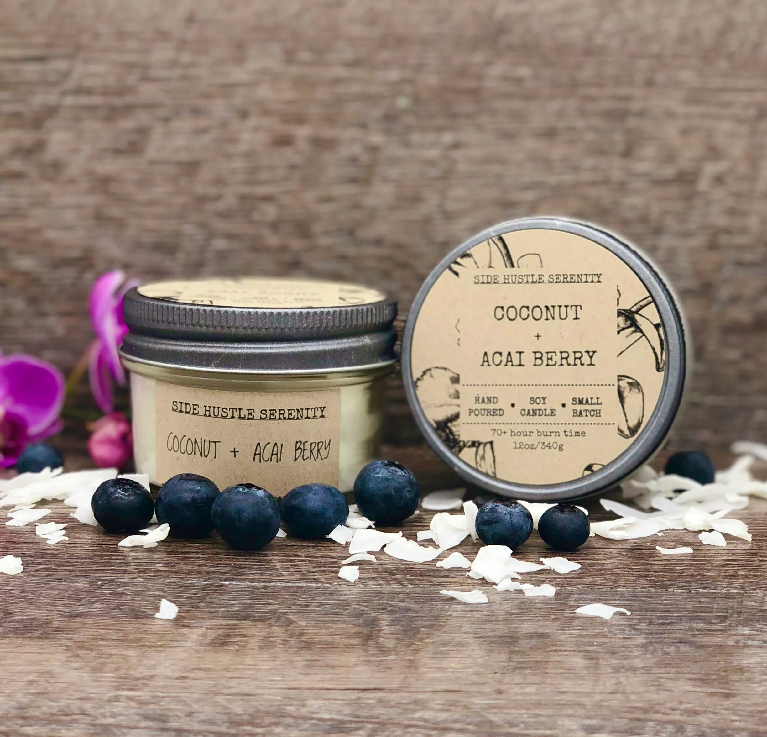 Coconut   Acai Berry Scented Soy Candle | 3.5oz