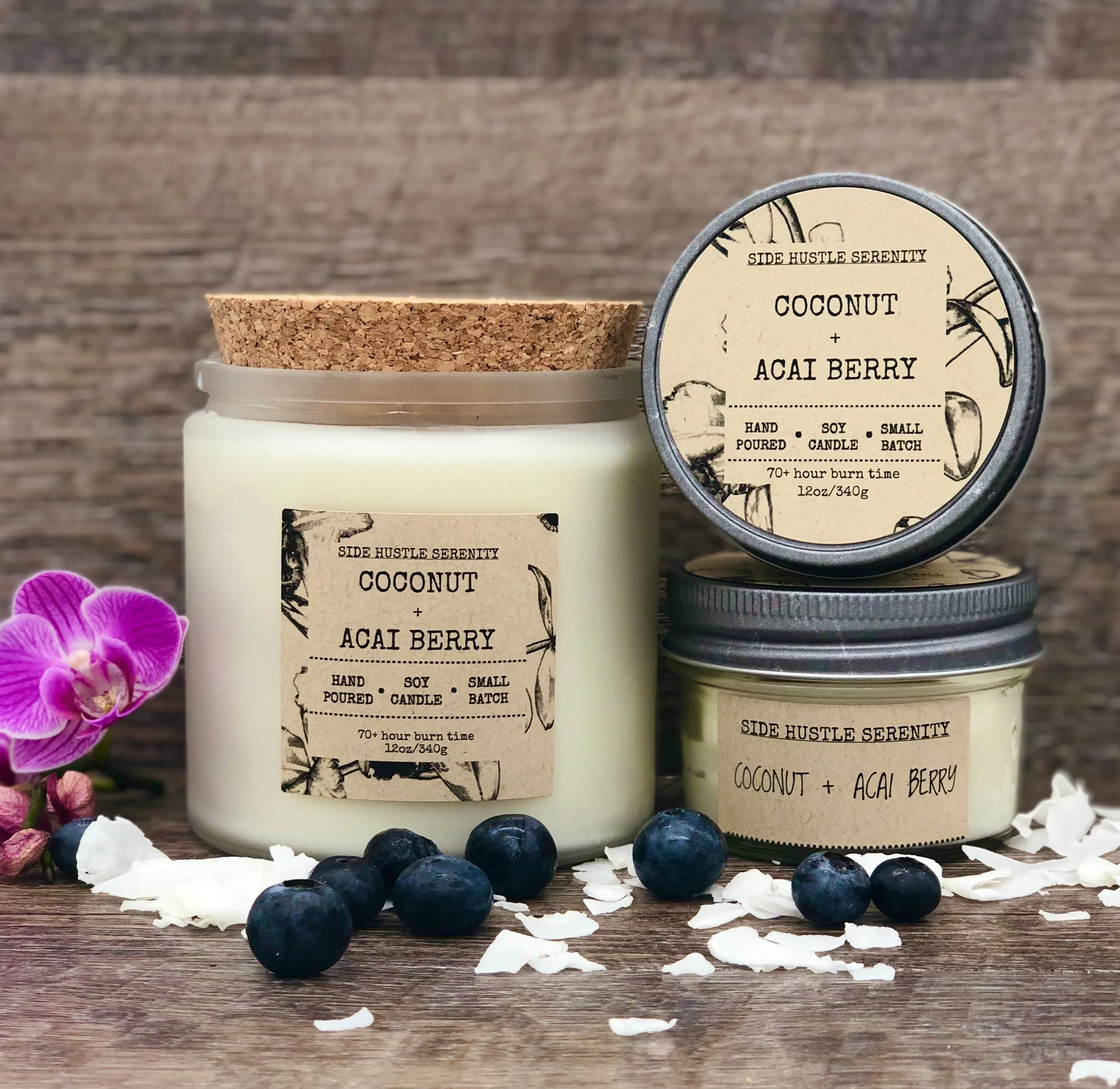 Coconut   Acai Berry Scented Soy Candle | 3.5oz