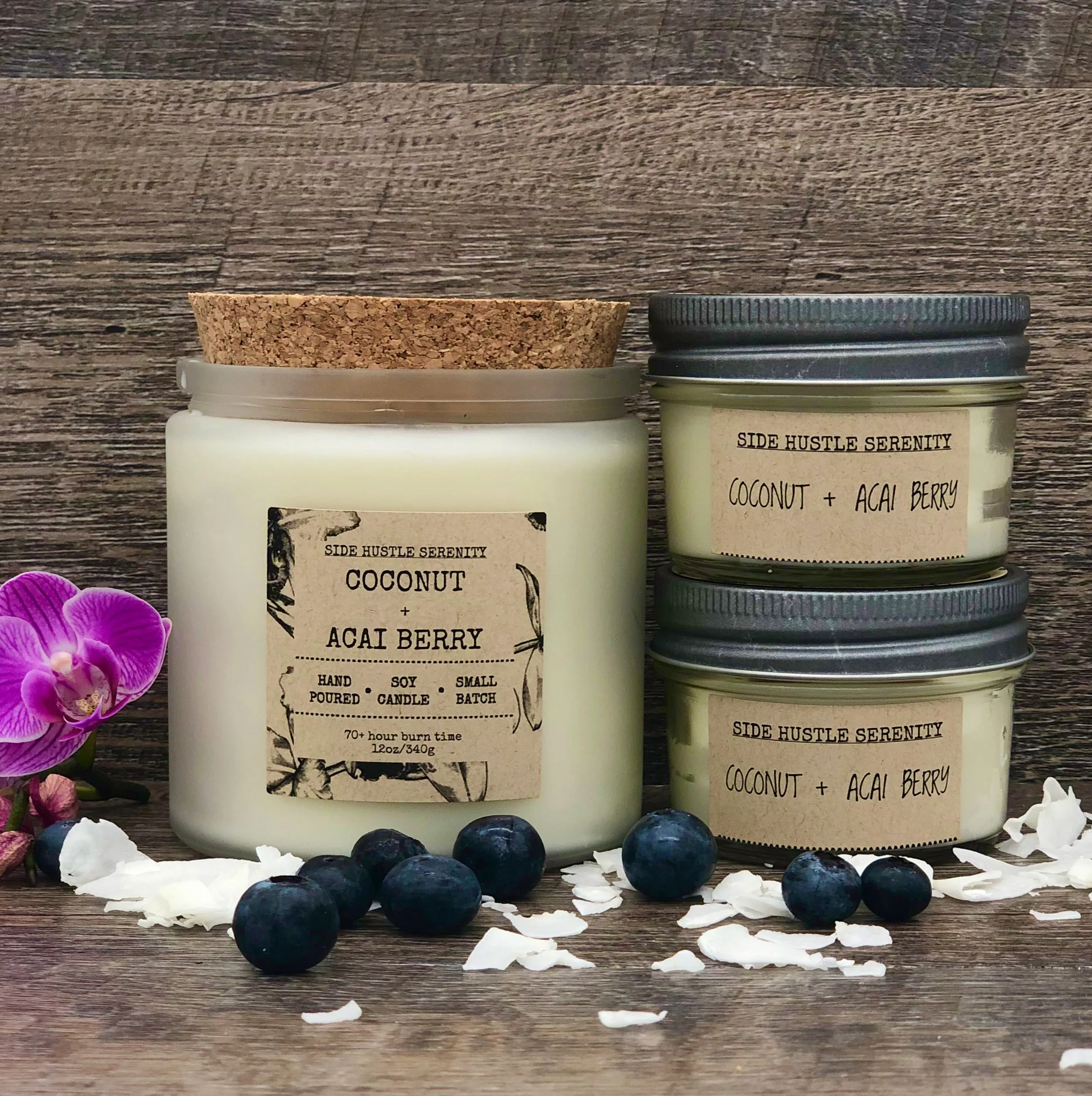 Coconut   Acai Berry Scented Soy Candle | 3.5oz