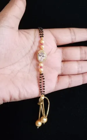Cz Hand Mangalsutra Bracelet With Gold Plating SR10