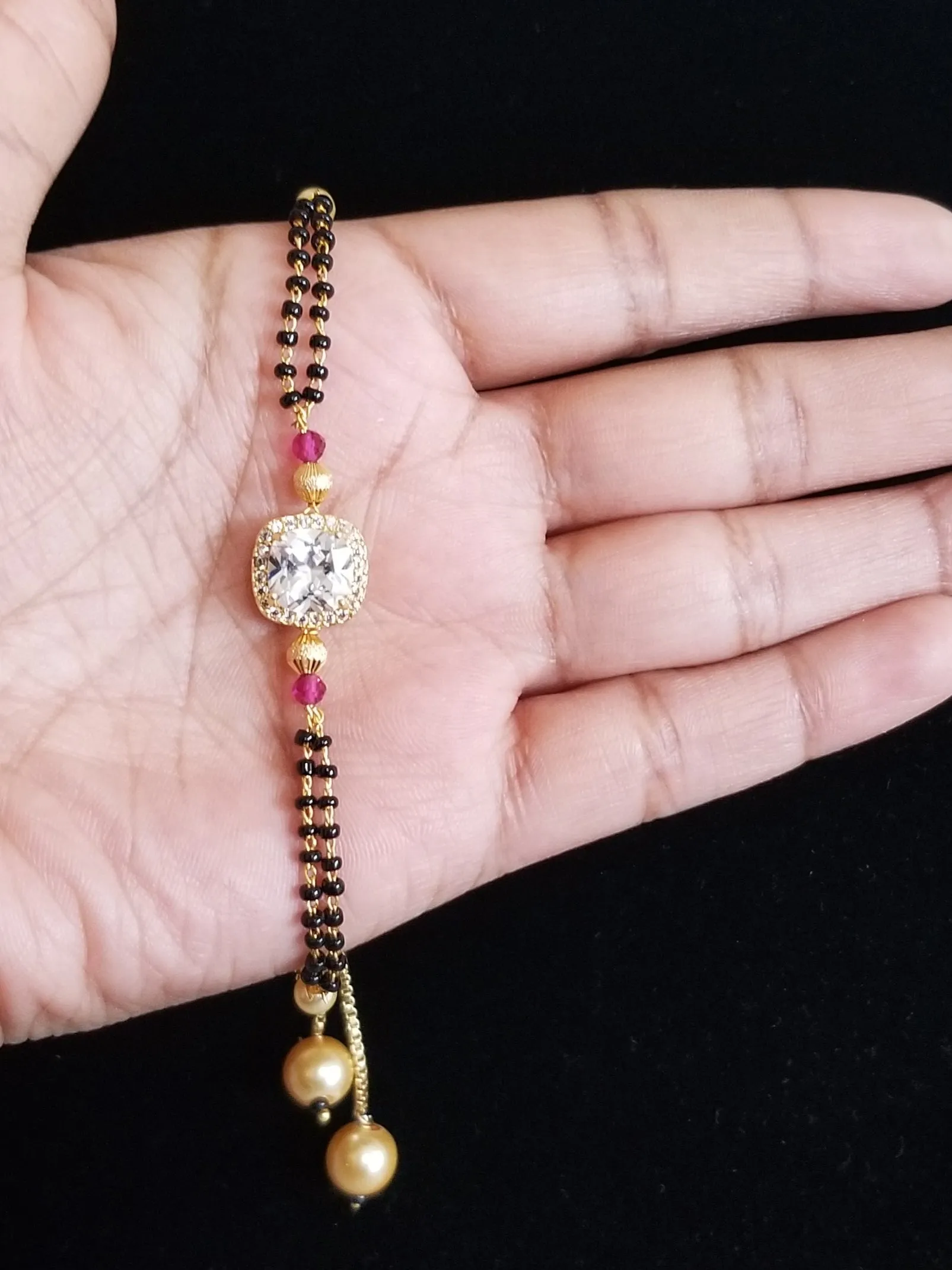 Cz Hand Mangalsutra Bracelet With Gold Plating SR2