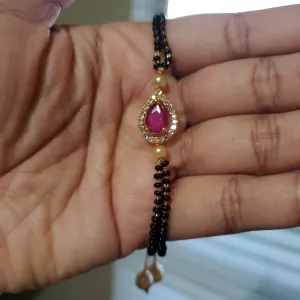 Cz Hand Mangalsutra Bracelet With Gold Plating