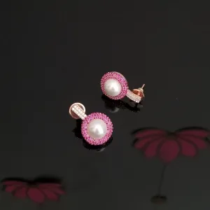 Cz Short Earring With Rose Gold Plating 3412