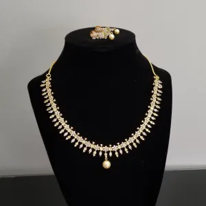 Cz South Indian Necklace With Gold Plating 2829