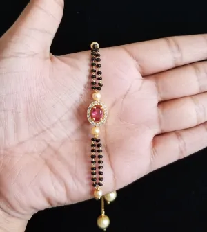 Deepika S Cz Hand Mangalsutra Bracelet With Gold Plating SR4 Pink
