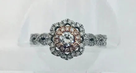 Delicate Flower Engagement Ring Set  in 10k White and Rose Gold