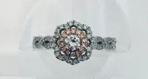 Delicate Flower Engagement Ring Set  in 10k White and Rose Gold