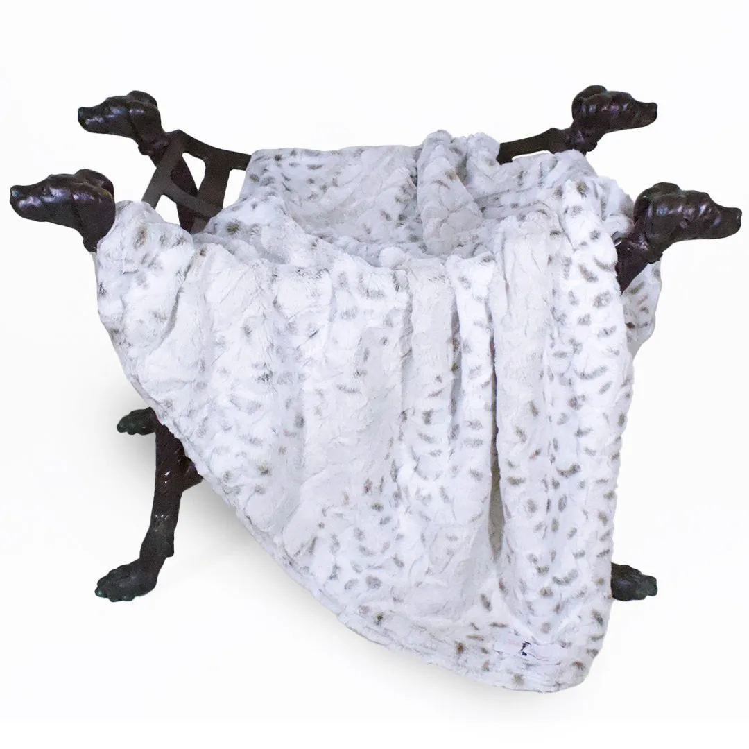 Deluxe Dog Blanket in Pearl Leopard Faux Fur (Custom Drop Ship)