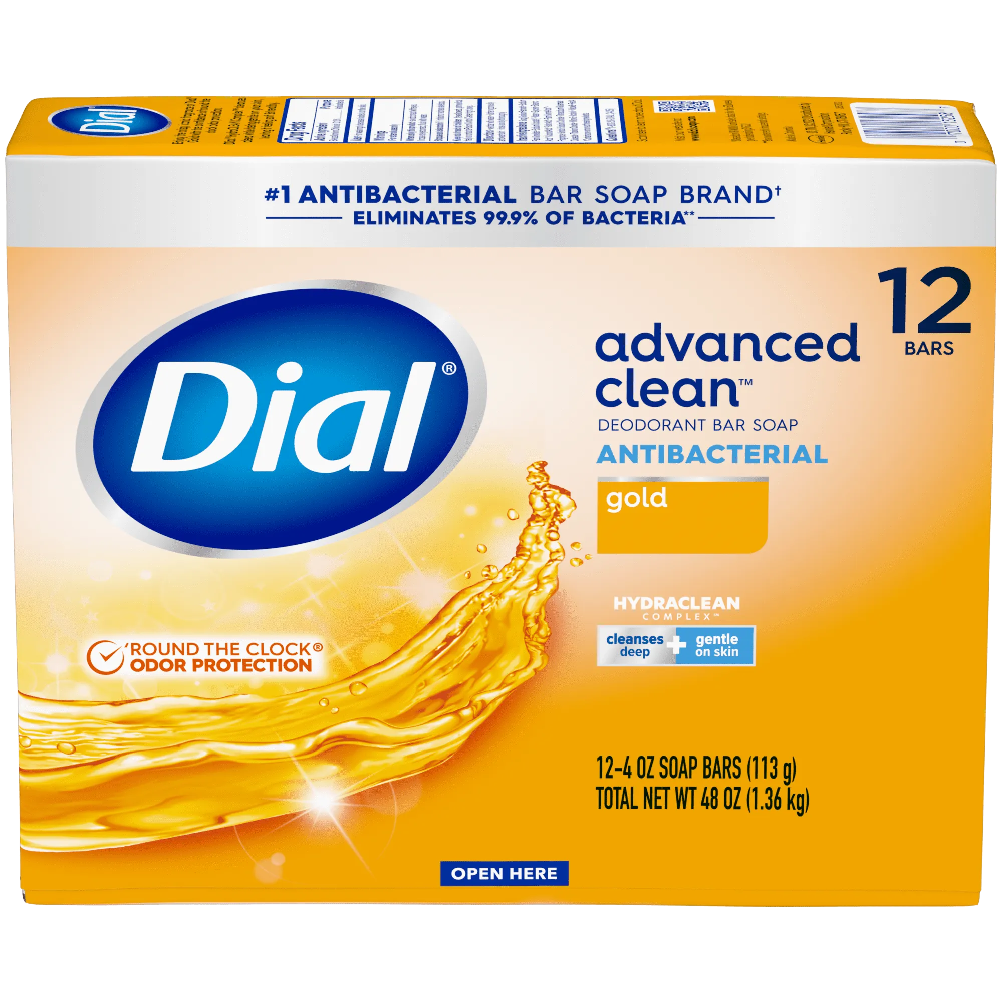 Dial Antibacterial Deodorant Bar Soap, Gold, 4 Ounce, 12 Bars