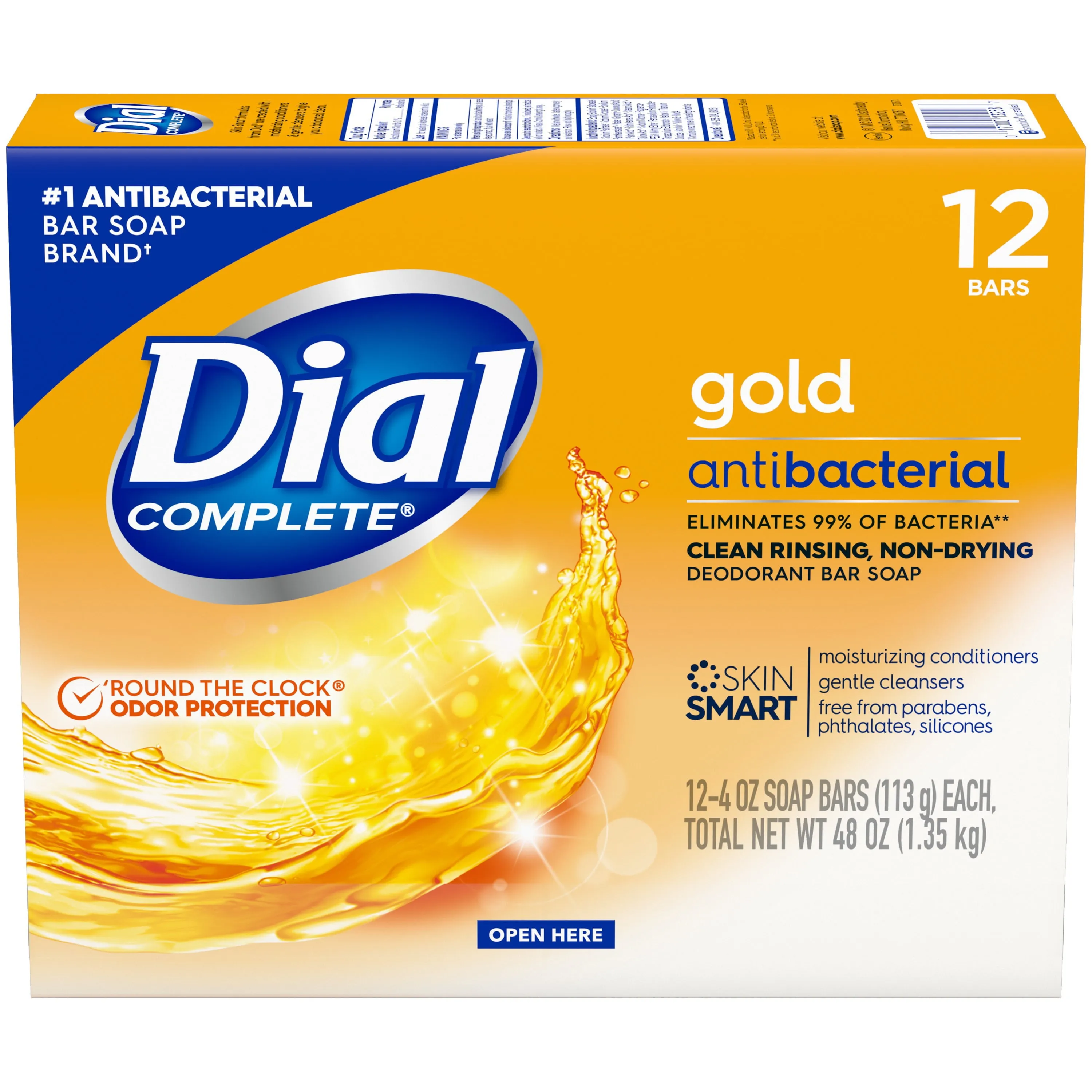 Dial Antibacterial Deodorant Bar Soap, Gold, 4 Ounce, 12 Bars