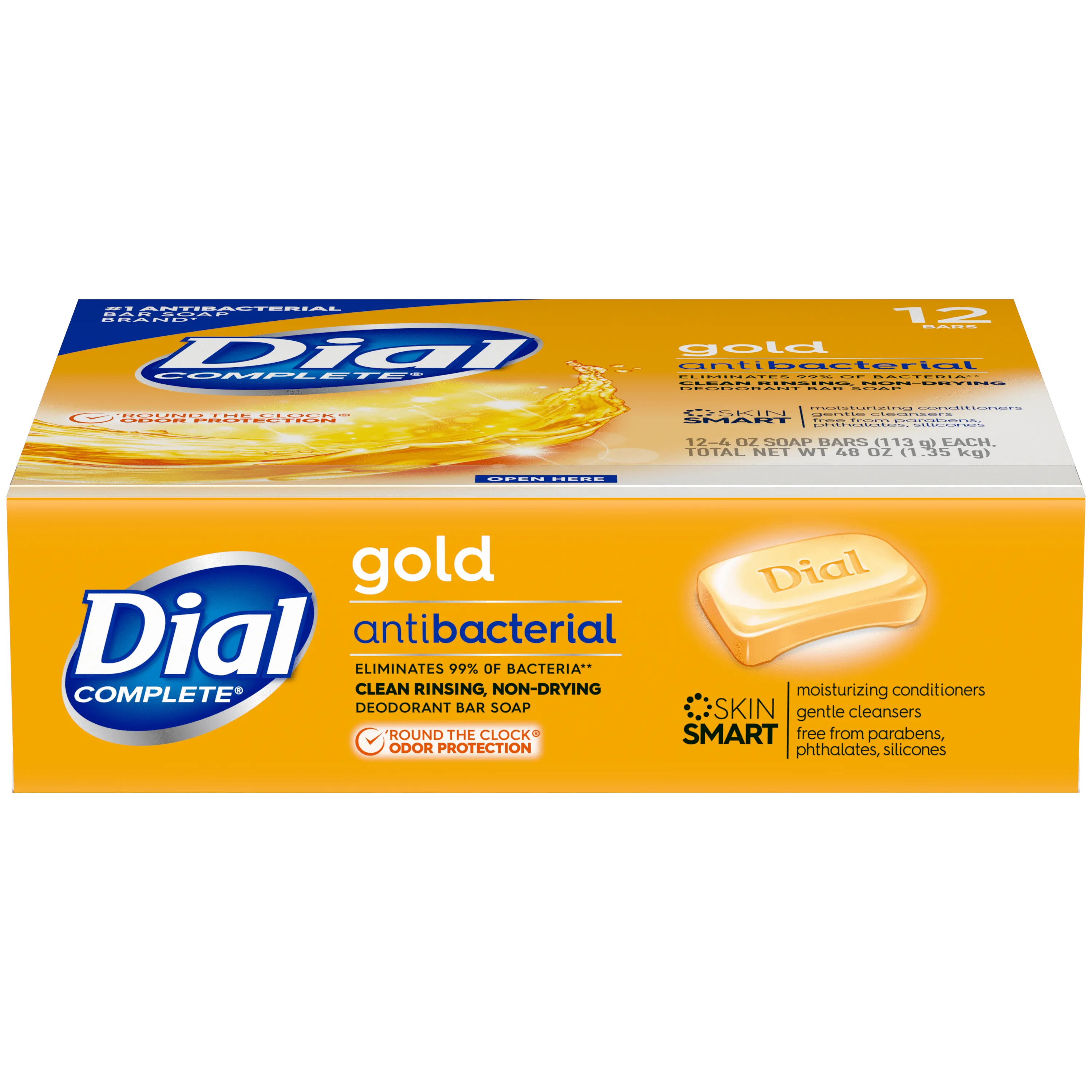 Dial Antibacterial Deodorant Bar Soap, Gold, 4 Ounce, 12 Bars