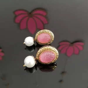 Dual Finish Pearl Drop Earrings 1706
