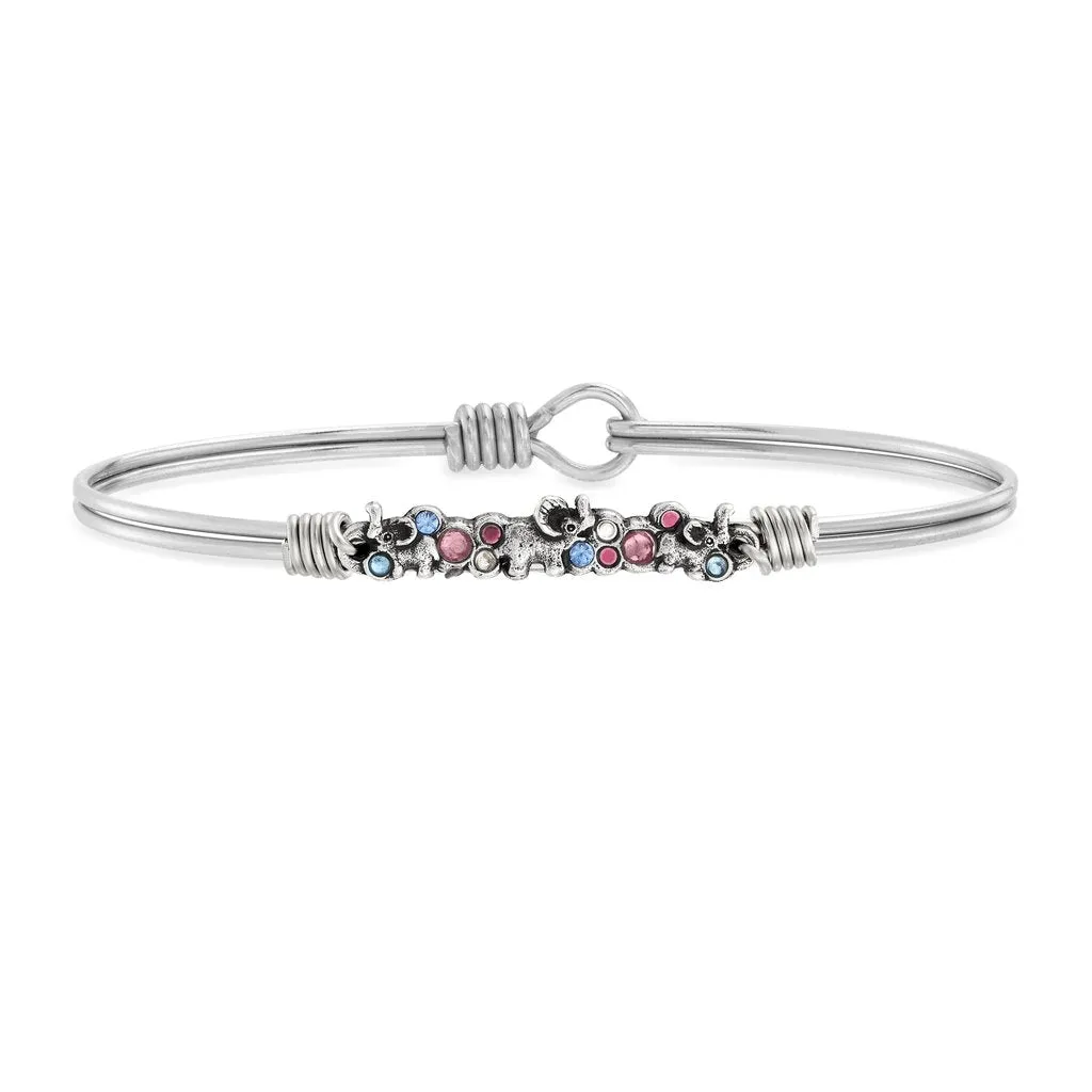 Elephant Medley Bangle Bracelet