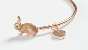 Enamel Rabbit Bangle - Yellow Hanging