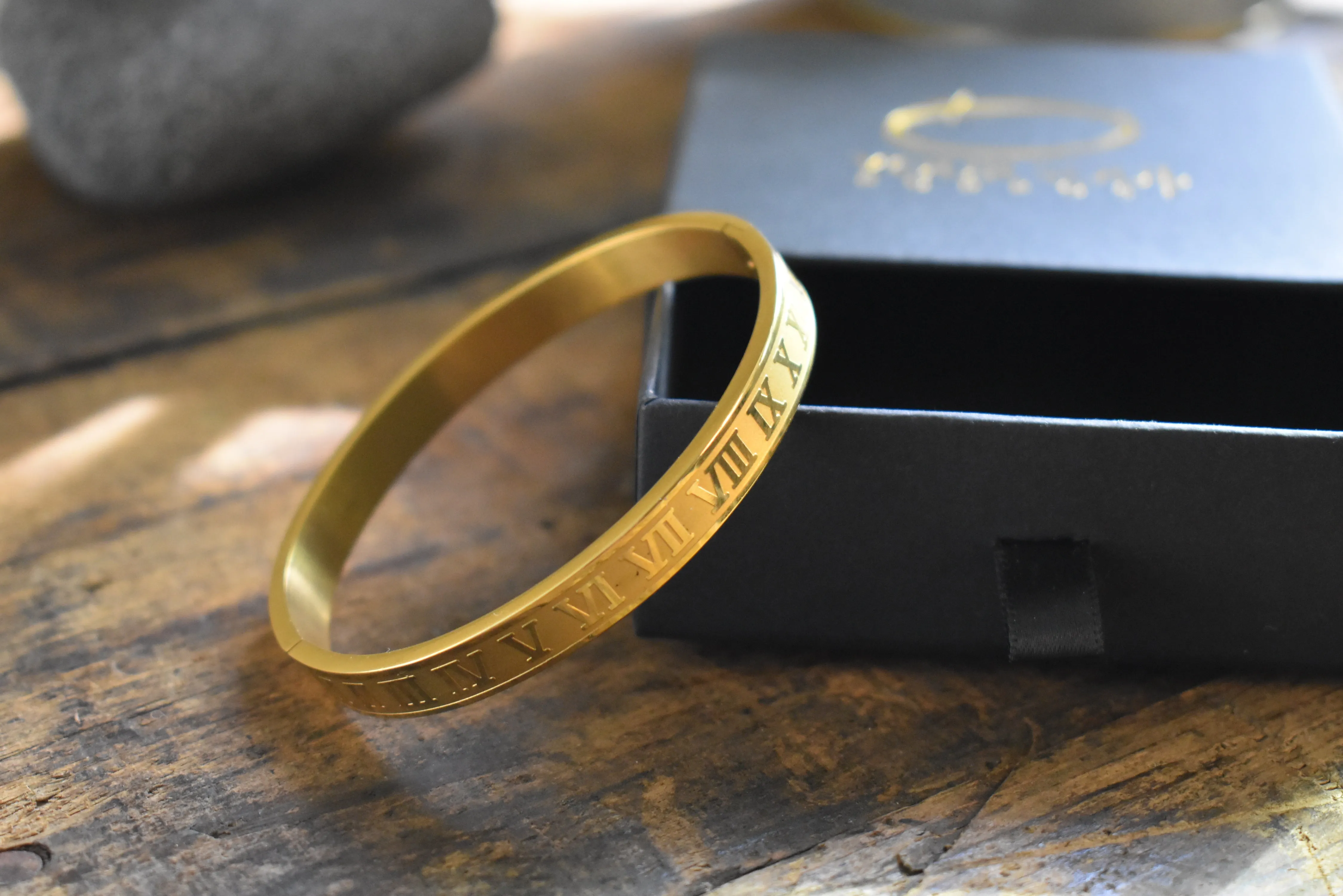 Engraved Roman Numeral Bangle
