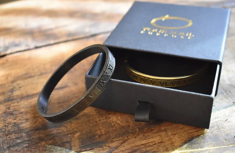 Engraved Roman Numeral Bangle