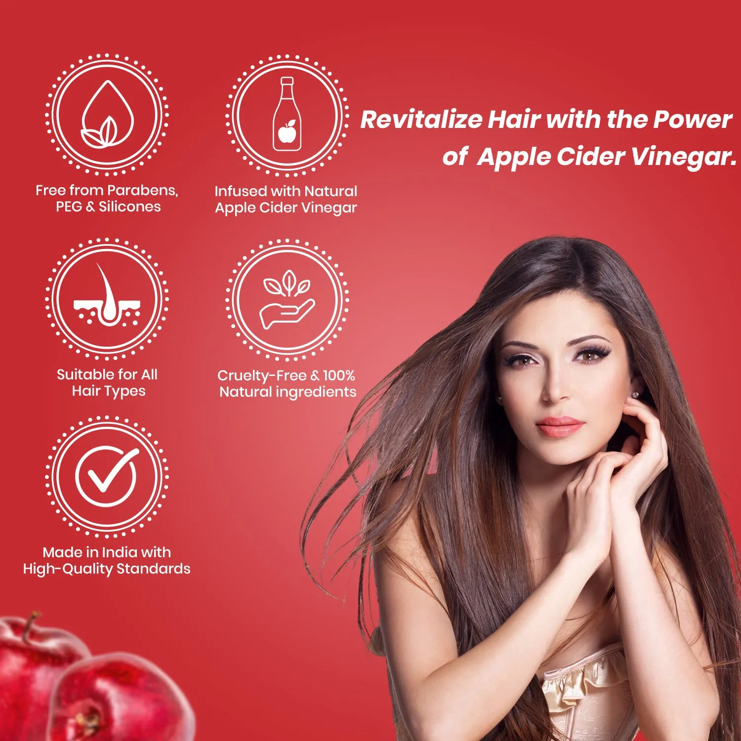 Essancia Apple Cider Vinegar Shampoo - Revitalizes Hair for Softness and Shine (500ml)