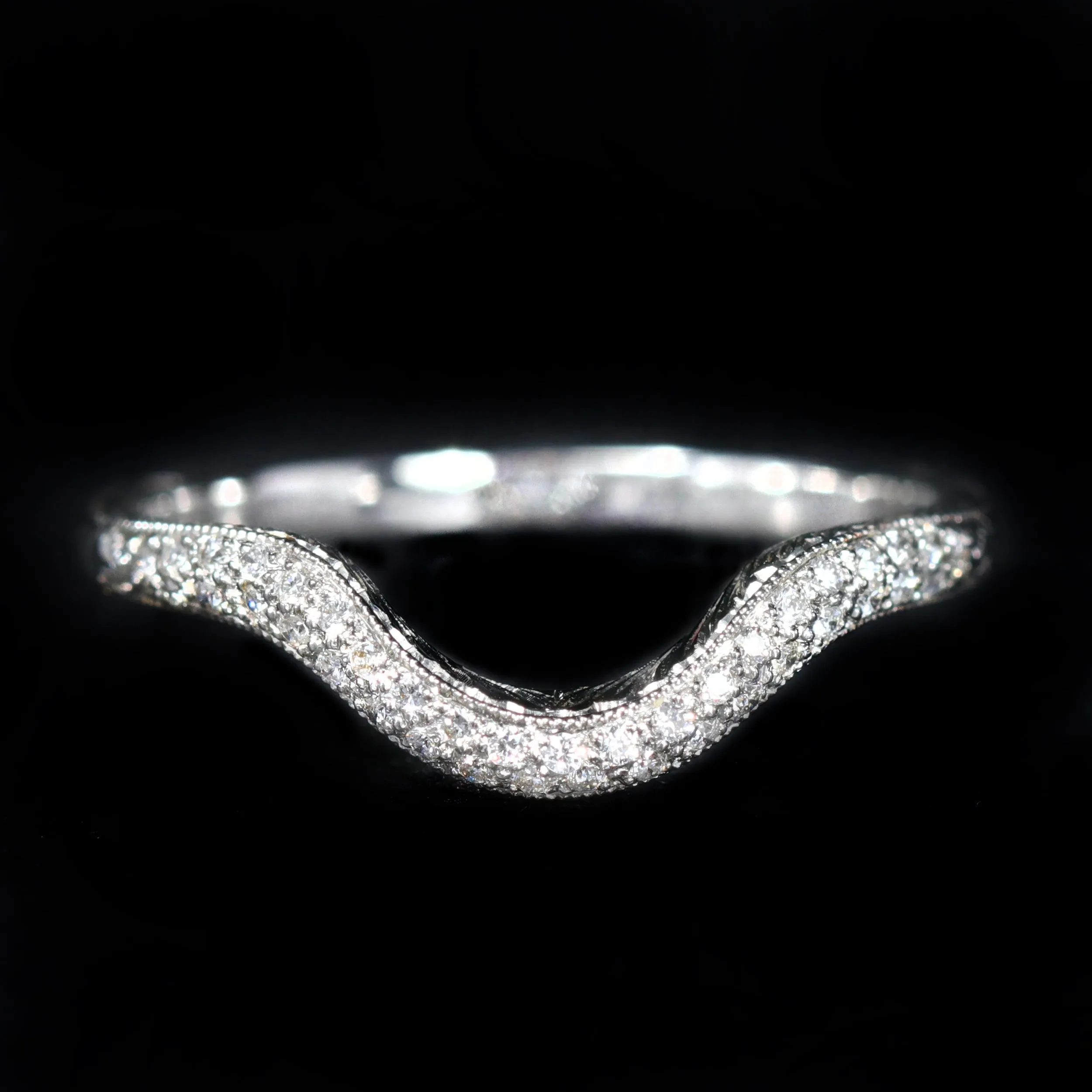 Estate 14K White Gold 0.15 CTW Diamond Curved Band
