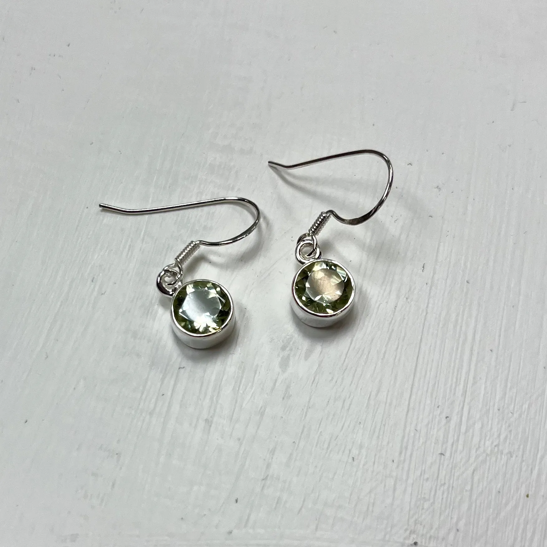 Faceted Dangle Prasiolite Earrings in Silver (Various Cuts)