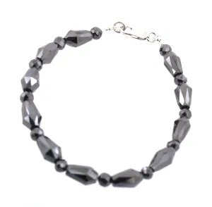 Fancy Cut Designer Black Diamond Beaded Bracelet in Sterling Silver. AAA Certified! Great Style & Luster