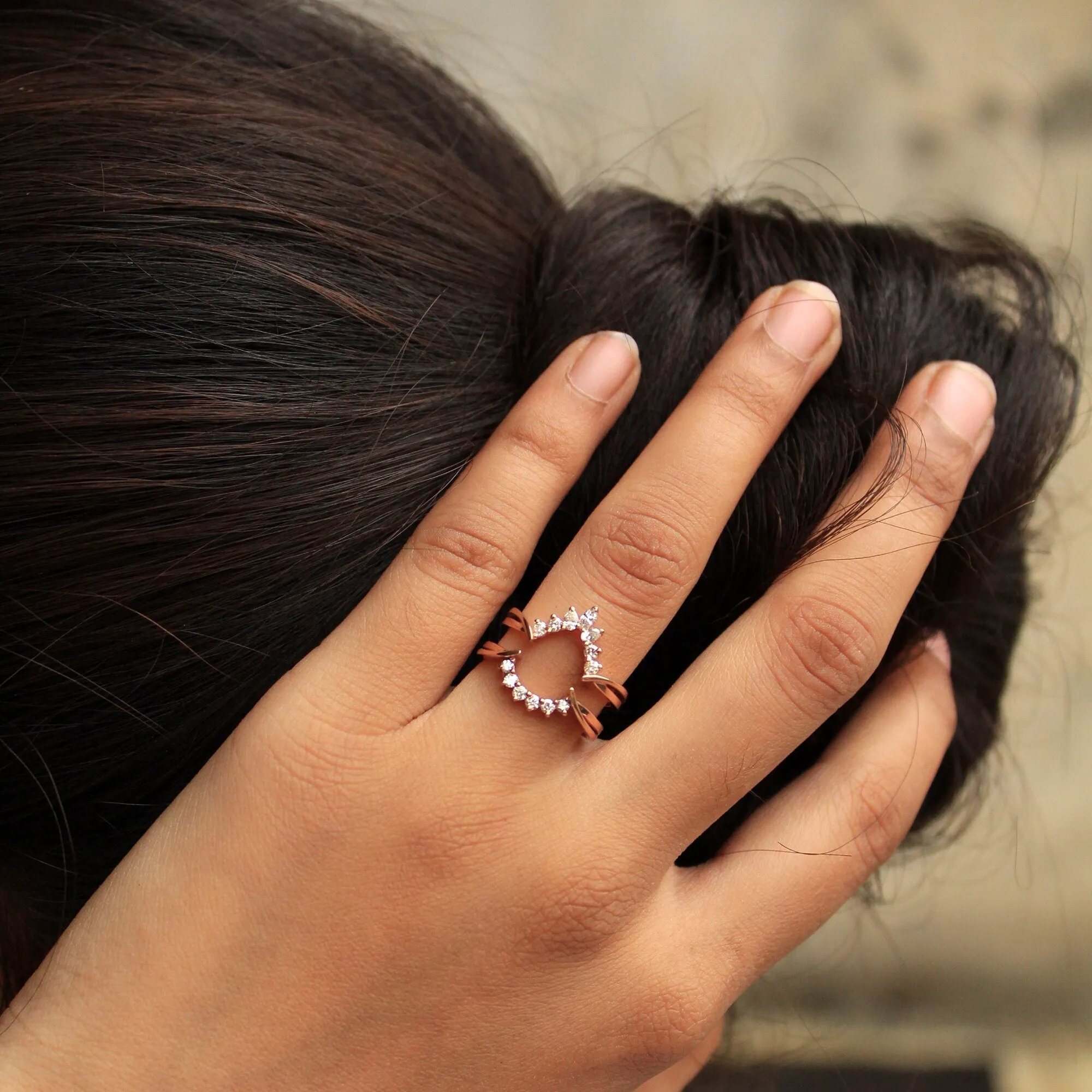 Fancy Cut Natural Diamond Ring Wrap for Pear Engagement Ring